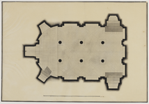 216435 Plattegrond van de crypte met plavuizenvloer in de Pieterskerk te Utrecht.